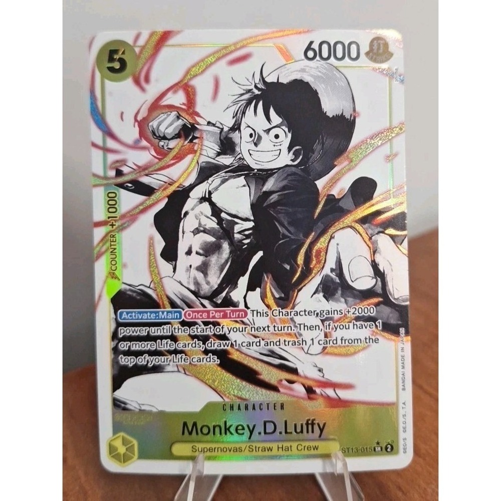One Piece Monkey D. Luffy ST13-015 Three Brothers Black‎ White Foil Alt Art 015